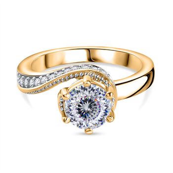 Moissanit Ring 925 Silber Gelbgold Vermeil (Gr&ouml;&szlig;e 17.00) ca. 1,51 ct