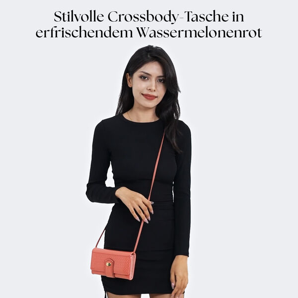 Crossbody Tasche, 10 Kartenf&auml;cher, Wassermelonenrot image number 2