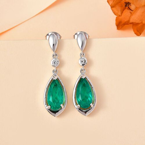 Smaragd-Triplett Quarz Ohrringe, ca. 4,30 ct. image number 1