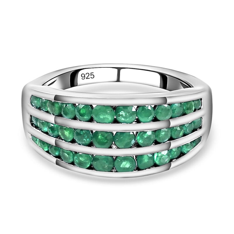 Premium Kagem sambischer Smaragd-Ring, 925 Silber platiniert  ca. 1,40 ct image number 0
