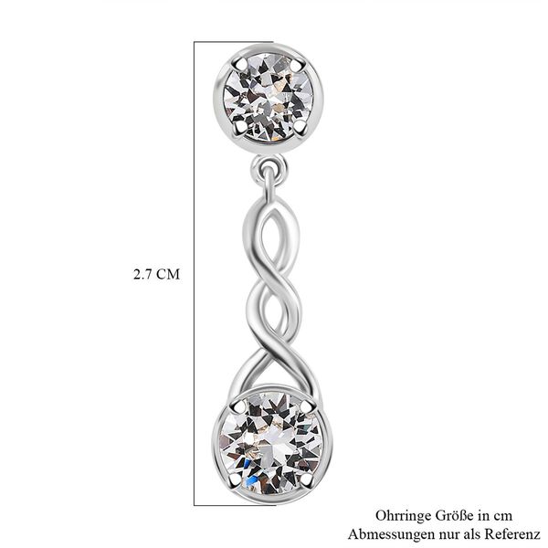 J Francis gefertigt mit SWAROVSKI- Weiße Swarovski Kristall Ohrringe, 925 Silber rhodiniert image number 6