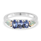 Tansanit und natürlicher, äthiopischer Opal-Ring, 925 Silber platiniert  ca. 0,86 ct image number 0