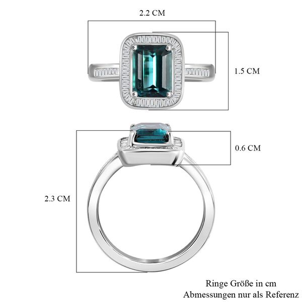 RHAPSODY - AAAA Pirineu Lagunen Turmalin, Wei&szlig;er Diamant SGL zertifiziert Ring 950 Platin (Gr&ouml;&szlig;e 17.00) ca. 2.76 ct image number 7