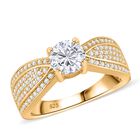 Moissanit Ring 925 Silber 750 Gelbgold Vermeil (Größe 17.00) ca. 1,51 ct