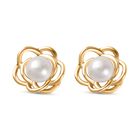Drilled Süßwasser Perle Ohrringe 925 Silber 750 Gelbgold Vermeil