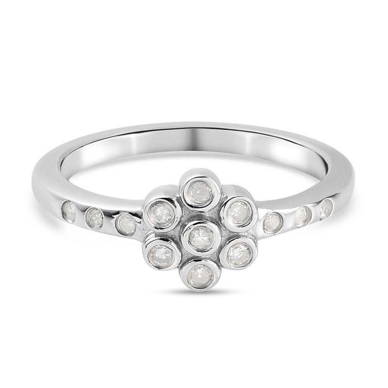 Weißer Diamant P Ring 925 Silber Platin-Überlagerung ca. 0,16 ct. image number 0