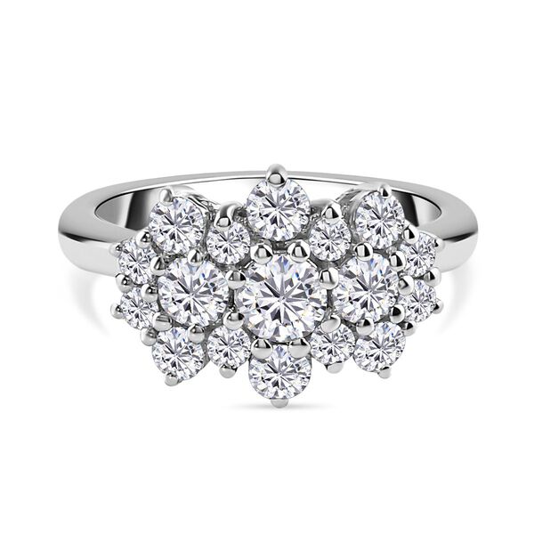 LUSTRO STELLA Hergestellt mit ZIRKONIA Ring 925 Silber Platin-Überzug (Größe 17.00) ca. 2,22 ct image number 0