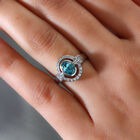 Kambodschanischer, blauer Zirkon Halo-Ring, 925 Silber platiniert  ca. 1,45 ct image number 0