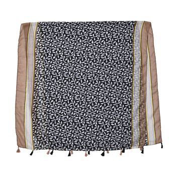 Patchwork Schal mit schwarz-wei&szlig; Blattmuster