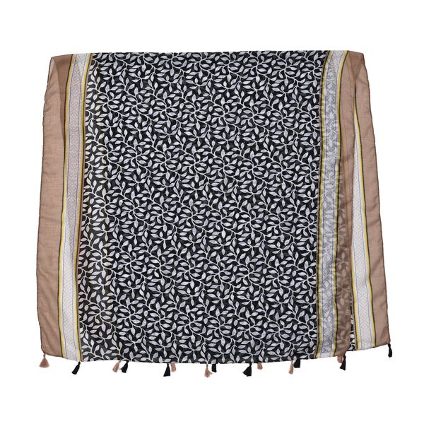 Patchwork Schal mit schwarz-wei&szlig; Blattmuster image number 2