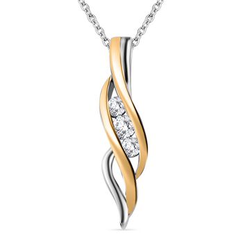 Moissanit Schmuckset 925 Silber rhodiniert, 925 Silber Zweifarbige Beschichtung ca. 0,35 ct.