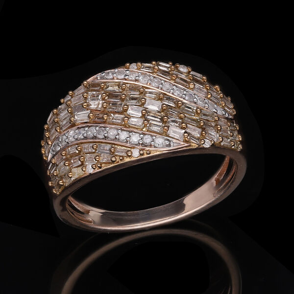 Nat&uuml;rlicher, wei&szlig;er und Champagner-Diamant-Ring - 1 ct. image number 2