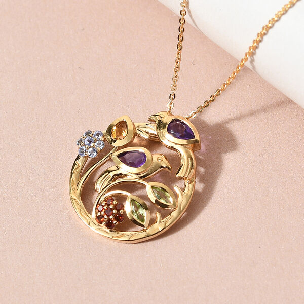 Afrikanischer Amethyst und Citrin Anh&auml;nger mit Silberkette 50 cm 925 Silber vergoldet ca. 1,02 ct image number 3