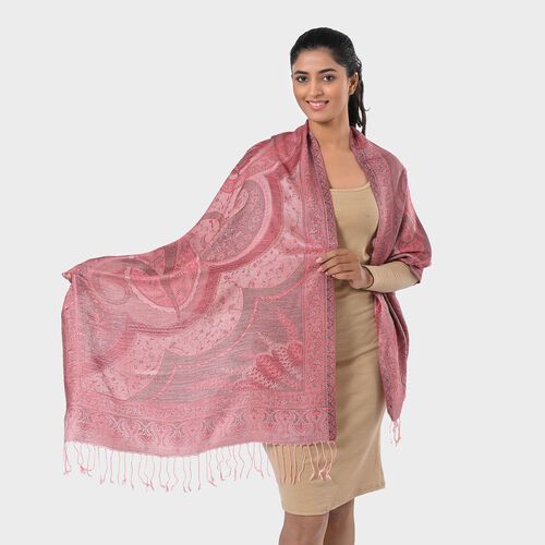 Jamawar-Schal aus Seide, 70 x 200 cm, Beige
