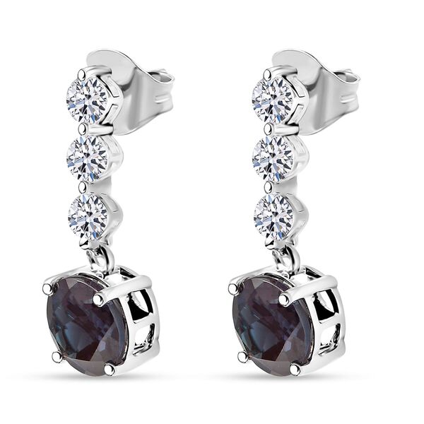 AAA Lab Created Alexandrit, Lab Grown Diamant Ohrringe 417 Gold ca. 4,58 ct. image number 3