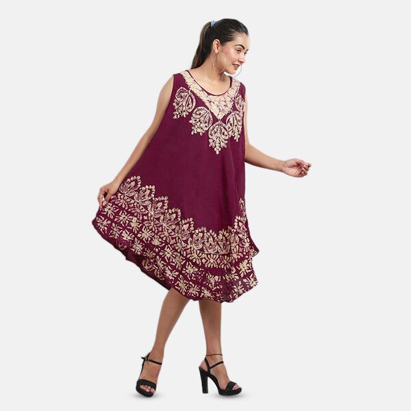 Luftiges Sommerkleid, 100% Viskose, Einheitsgröße Weinrot image number 2