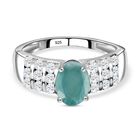 Grandidierit und weißer Zirkon-Ring, 925 Silber platiniert (Größe 21.00) ca. 1.62 ct