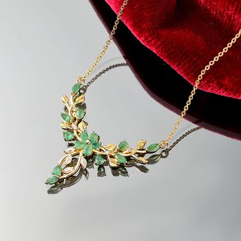 Kagem sambische Smaragd und Moissanit Halskette, 45 cm - 2,37 ct.