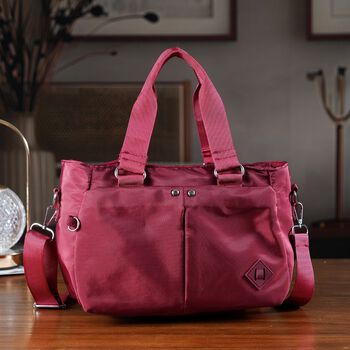 Crossbody Tasche mit mehreren Rei&szlig;verschlussf&auml;chern, abnehmbarem Schulterriemen und Tragegriffen, 26x11x20cm, Burgundy