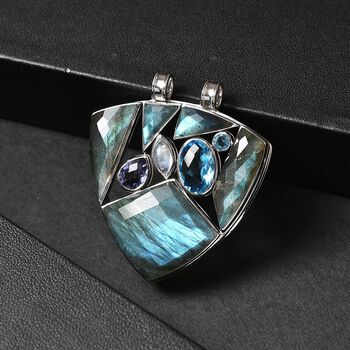 Sajen Silber-Labradorit Anh&auml;nger 925 Silber rhodiniert ca. 28.90 ct