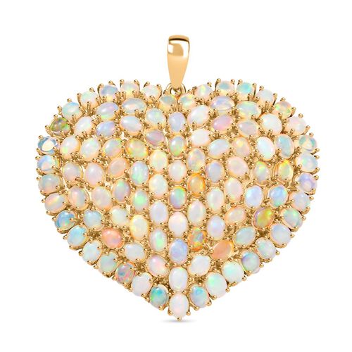 AA Natürlicher, äthiopischer Welo Opal Anhänger 925 Silber 750 Gelbgold Vermeil ca. 11.12 ct image number 0