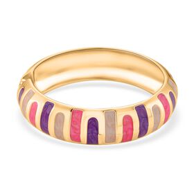 Emaille-Armreif im Streifen-Design, Rosa und Violett, ca. 18,5 cm, ca. 43 g