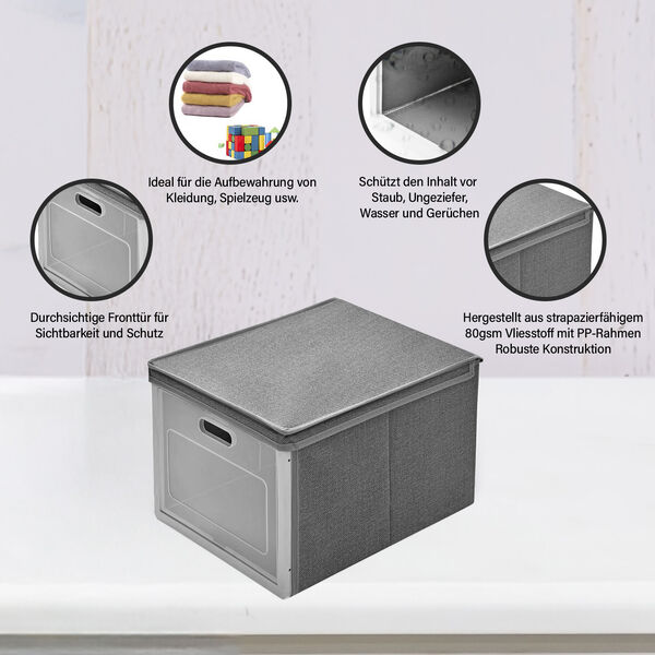 Faltbare Aufbewahrungsbox mit Fenster, grau image number 2