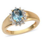 London Blau Topas und Zirkon Halo Ring 925 Silber vergoldet  ca. 1,24 ct image number 3