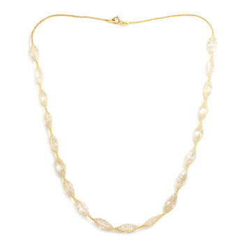 Italienische, toskanische H&auml;kel-Halskette mit kubischem Zirkonium, ca. 45 cm, 375 Gelbgold