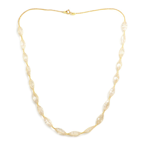 Italienische, toskanische H&auml;kel-Halskette mit kubischem Zirkonium, ca. 45 cm, 375 Gelbgold