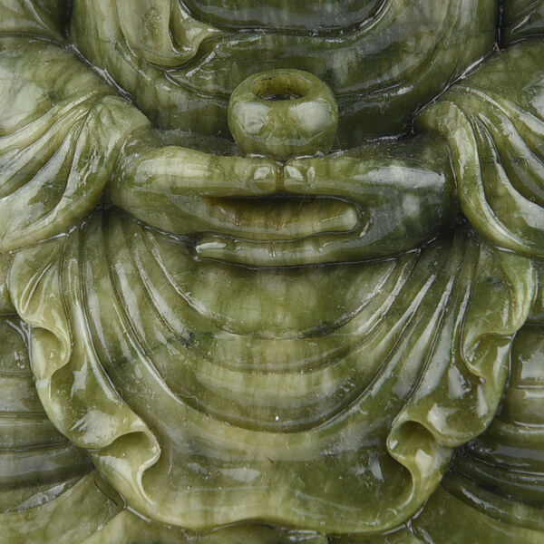 Handgefertigte Buddha Figur aus Serpentin, Gr&ouml;&szlig;e 22x13x11 cm, Gr&uuml;n image number 6