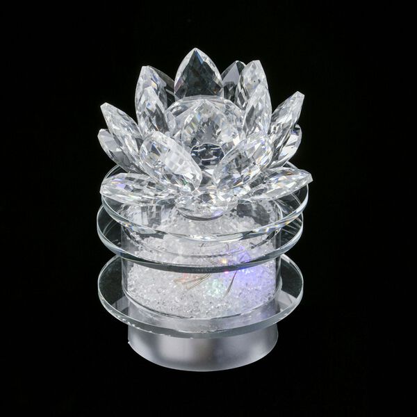 The 5th Season - Kristall Lotusblüte LED-Licht mit drehbarem Sockel, 9,5x10,5 cm, weiß image number 2
