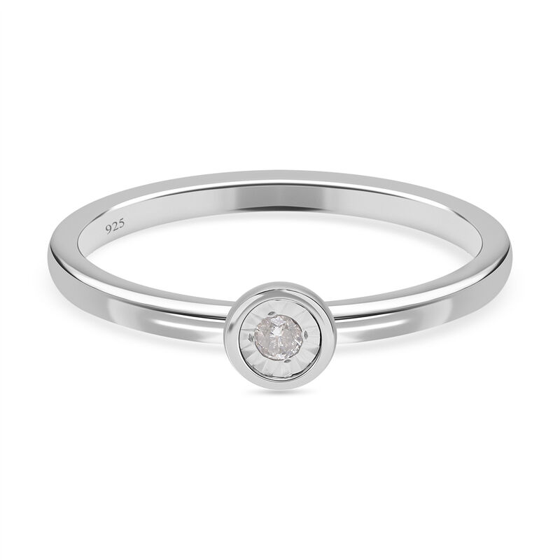 I2 Diamant Solitär Ring in platiniertem Silber image number 0