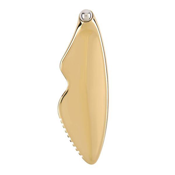 "FACE & EYE CRYOSCULPTOR Six-Sided Sculpting & Contouring Gua Sha 360° rolling eye massager Pure metal material Detachable magnetic rolling head SIZE: 120*38*10MM MATERIAL: METAL COLOR: GOLDEN" image number 5