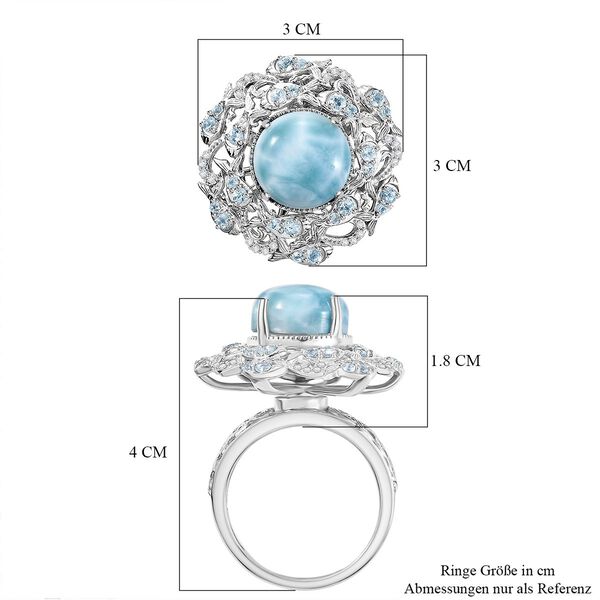 Larimar, himmelblauer Topas und Zirkon Ring - 8,91 ct. image number 6