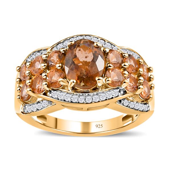 Natürlicher Jenipapo Andalusit Ring, 925 Silber Gelbgold Vermeil (Größe 21.00) ca. 3.15 ct image number 4