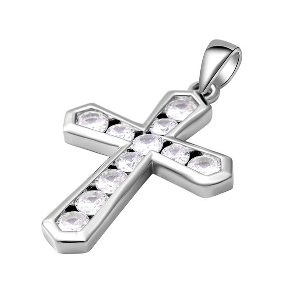 Lustro Stella - Weißer Zirkonia Kreuz-Anhänger, 925 Silber rhodiniert ca. 0,54 ct image number 2