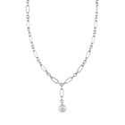 Weiße Edison Perle Halskette, (ca. 10-11mm), ca. 45 cm + 5 cm Extender, 925 Silber rhodiniert