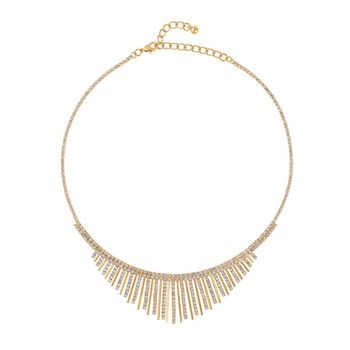 Wei&szlig;er Kristall Halskette, ca. 40.5 cm, goldfarben