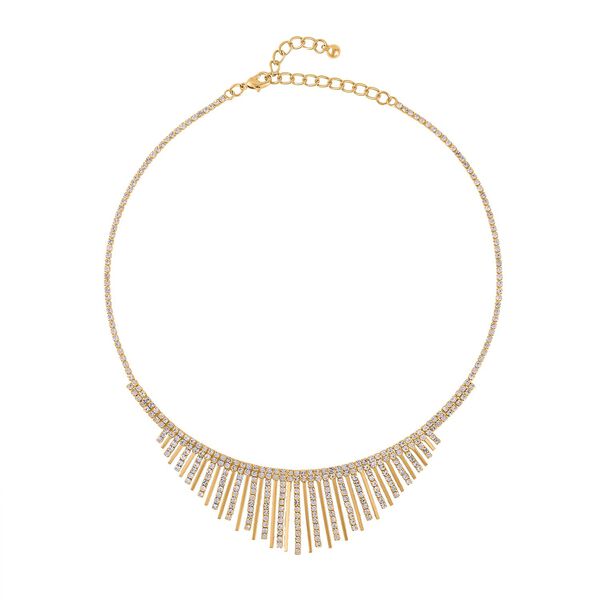 Wei&szlig;er Kristall Halskette, ca. 40.5 cm, goldfarben