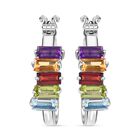 Roter Granat, Himmelblauer Topas Ohrringe Edelstahl ca. 4,11 ct.