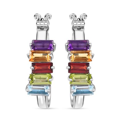 Roter Granat, Himmelblauer Topas Ohrringe Edelstahl ca. 4,11 ct.