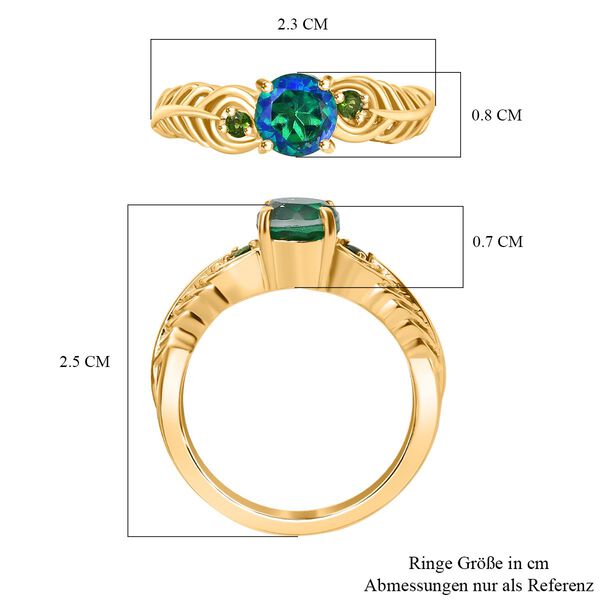 Pfau Quarz Triplett und nat&uuml;rlicher Chromdiopsid-Ring - 1,04 ct. image number 6