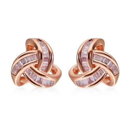 Natürliche, rosa Diamant-Ohrringe, 925 Silber Roségold Vermeil ca. 0,26 ct image number 0