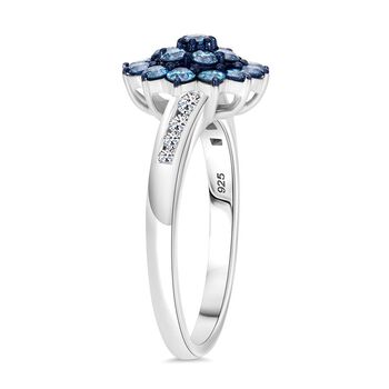 LUXURIANT SGL zertifizierter SI-GH Labor blauer und wei&szlig;er Diamant Ring - 1 ct.