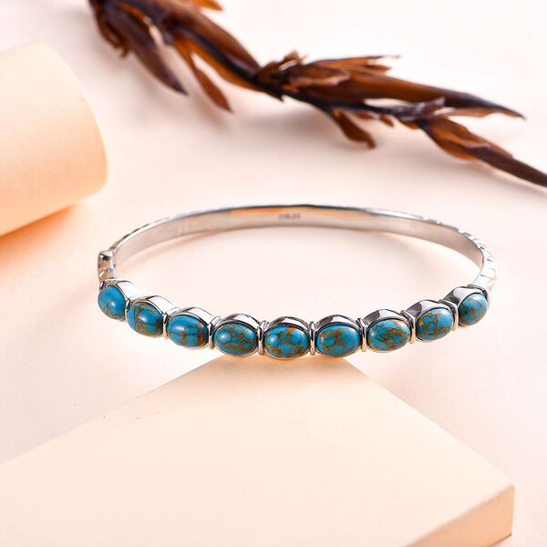 Blaues T&uuml;rkis Armreif ca. 19 cm Edelstahl ca. 10.80 ct image number 2