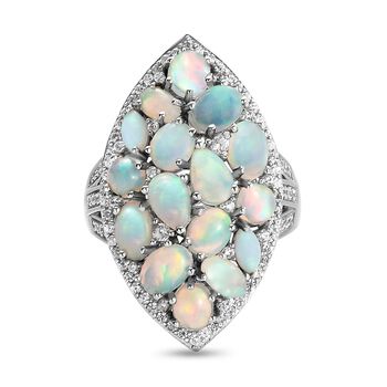 Nat&uuml;rlicher, &auml;thiopischer Welo Opal-Ring, 925 Silber platiniert (Gr&ouml;&szlig;e 17.00) ca. 4,31 ct