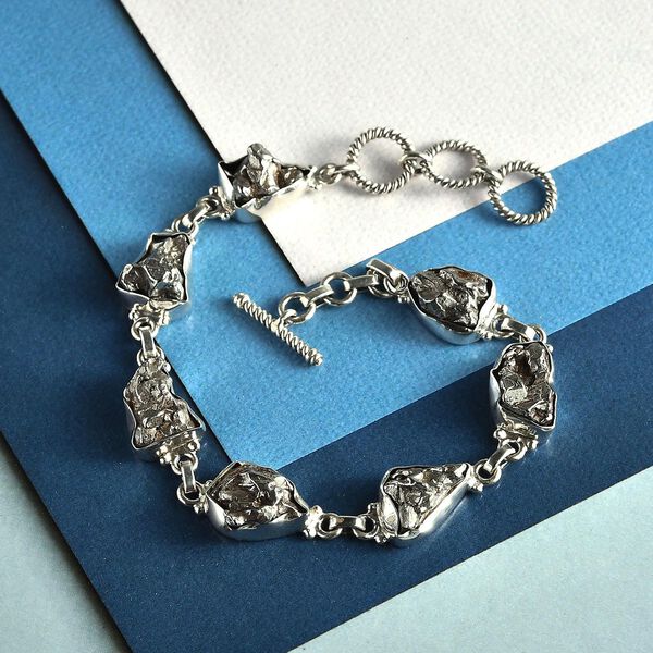 Muonionalusta Meteorit-Armband, ca. 19 cm, 925 Silber ca. 91.00 ct image number 2