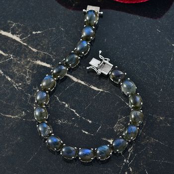 D'Joy AAA Labradorit Armband ca. 20 cm 925 Silber rhodiniert ca. 50.18 ct