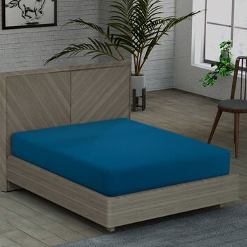 SERENITY NIGHT: Spannbettlaken aus 100% Bambus, 150x200+30 cm, Blaugr&uuml;n